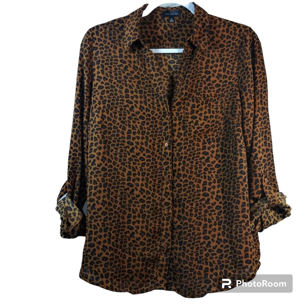 The Limited Cheetah Print Button Front Casual Blouse Mob Wife Edgy Size M